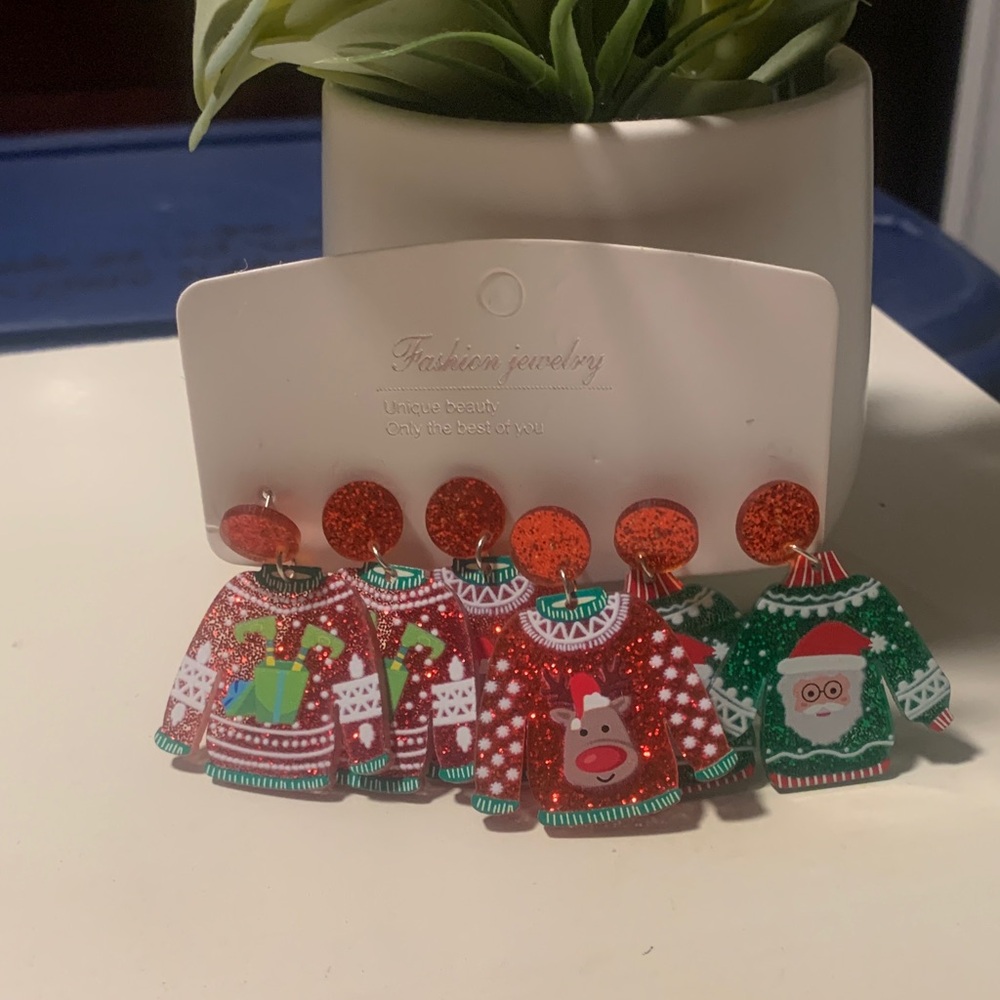 Festive Holiday Sweater Earrings Set